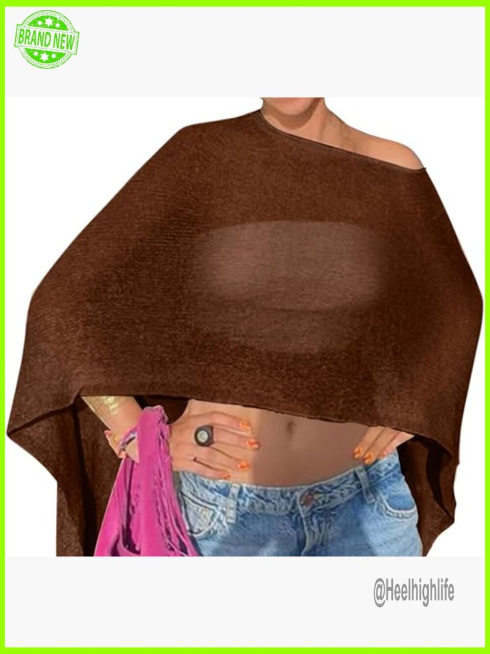 Sheer Crochet Poncho Cover Up Summer Beach Vacation Top